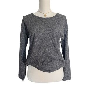 Eileen Fisher Womens S Gray Italian Fabric Relaxed Fit Marled Slub Knit Top EUC